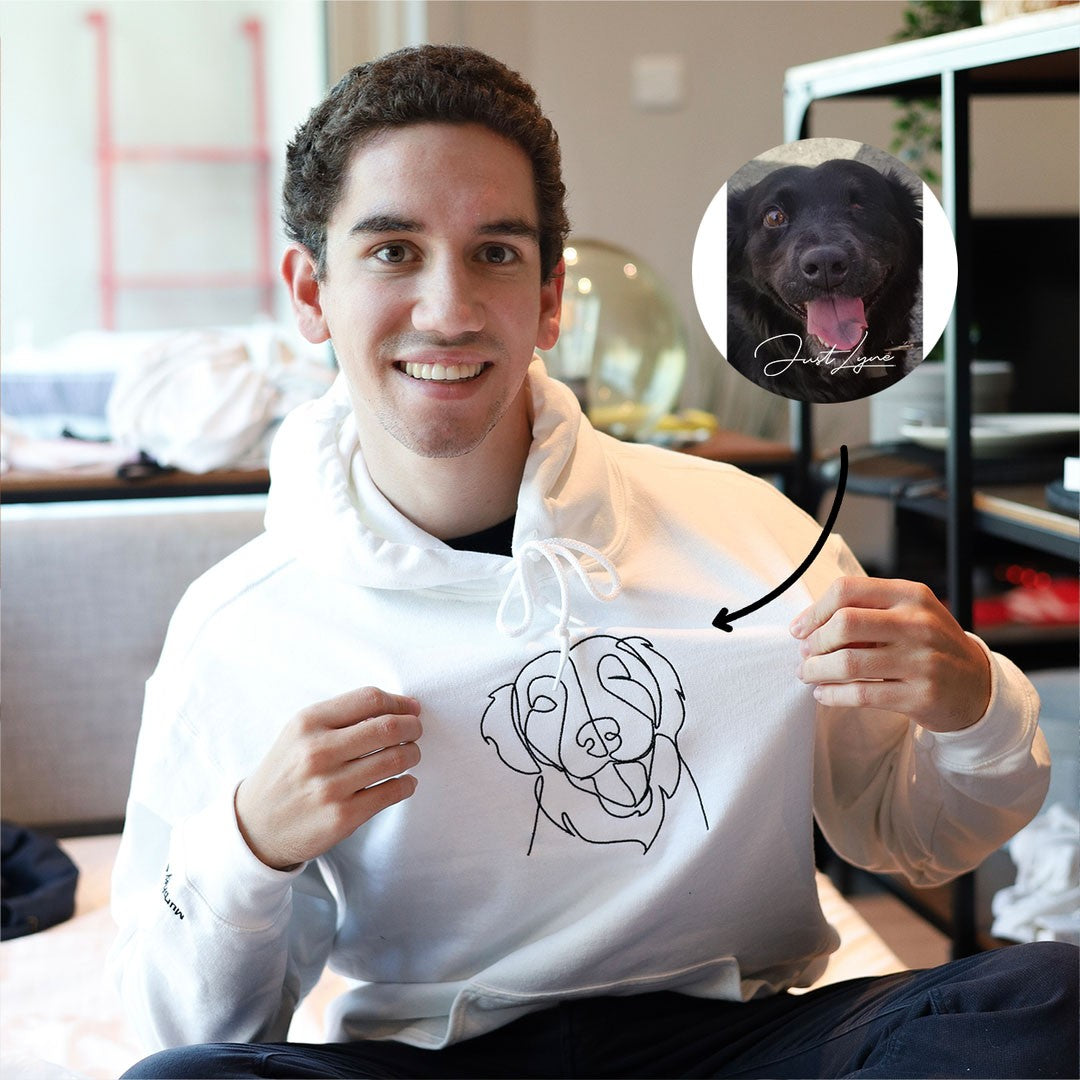 HOT SALE!! Personalized Embroidered Pet Outline Hoodie Gift Ideas For Pet Lovers