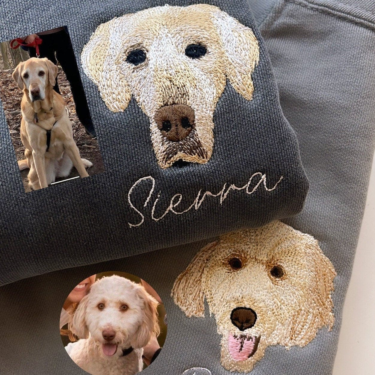 Personalized Embroidered Pet Face and Name Sweatshirt for Pet Lovers