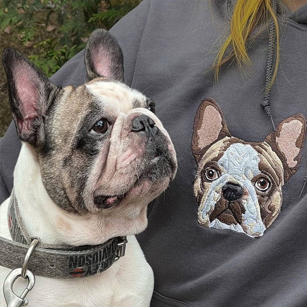 Custom Embroidered Pet Portrait Sweatshirt Gift for Pet Lovers