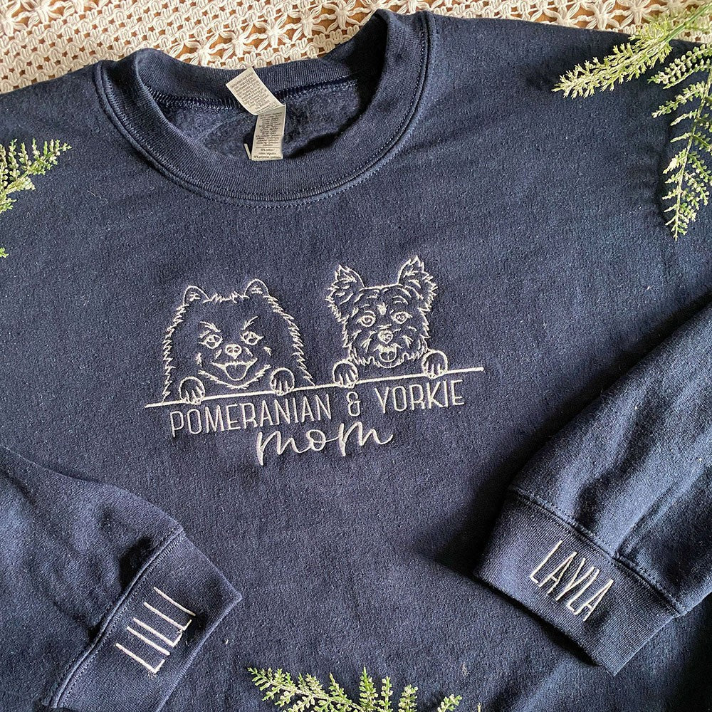 Personalized Plus Size Sweatshirt Hoodie with Embroidered Pet Face and Name Gift For Dog Mom