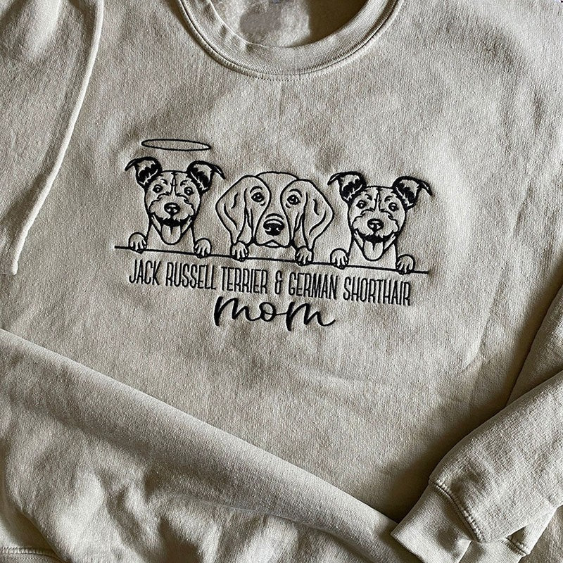 HOT SALE❗❗Embroidered Pet Outline Sweatshirt Hoodie With Pet Names Gift For Dog Mom Pet Lovers