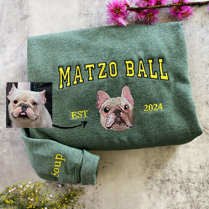 Personalized Embroidered Pet Face and Name Est Sweatshirt for Pet Lovers