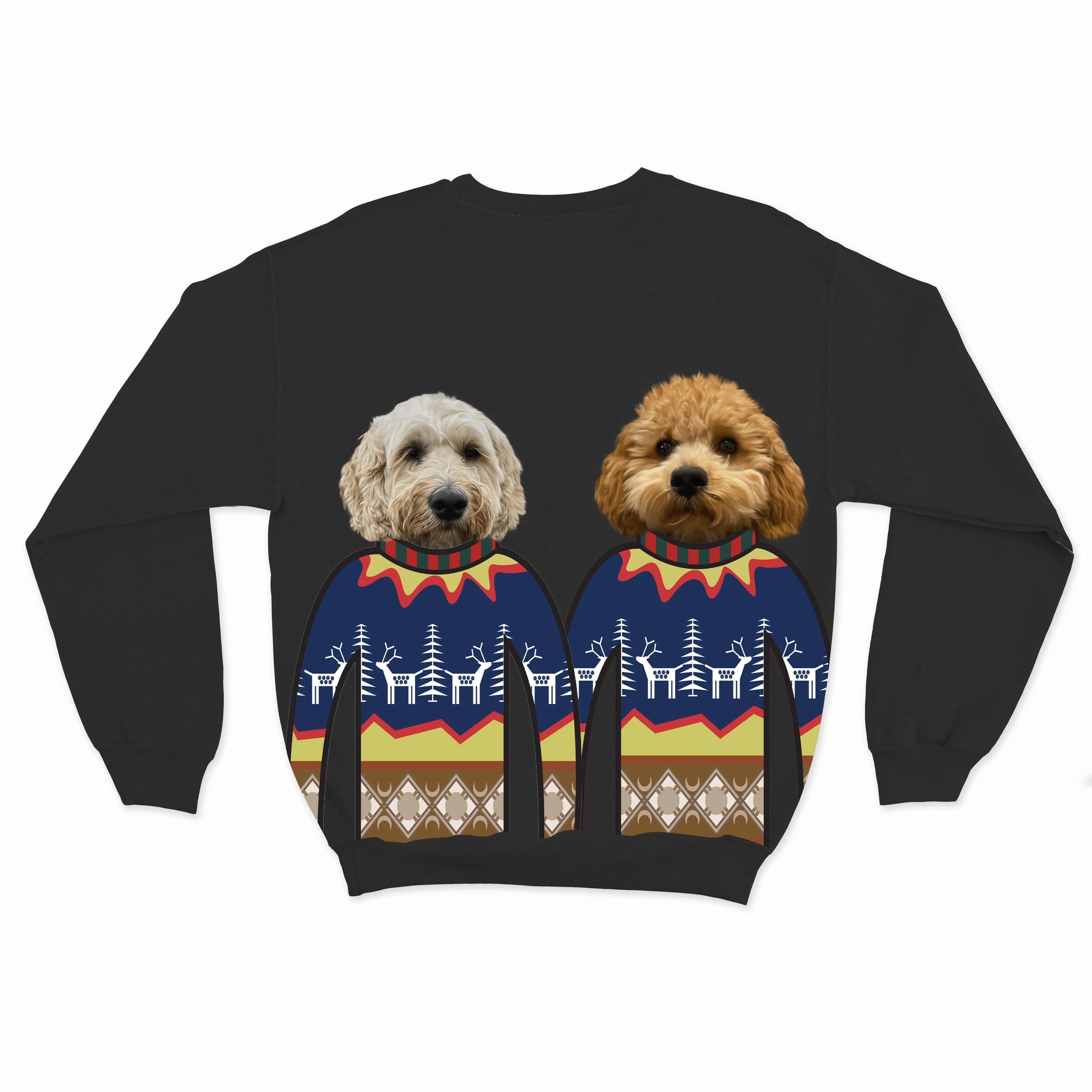 Custom Pet Face Christmas Sweatshirt - Two Pets