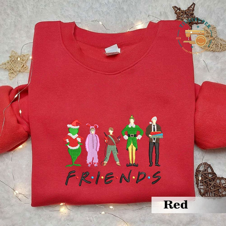 Christmas Friends Embroidered Shirt