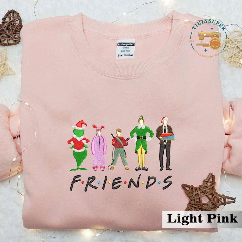 Christmas Friends Embroidered Shirt