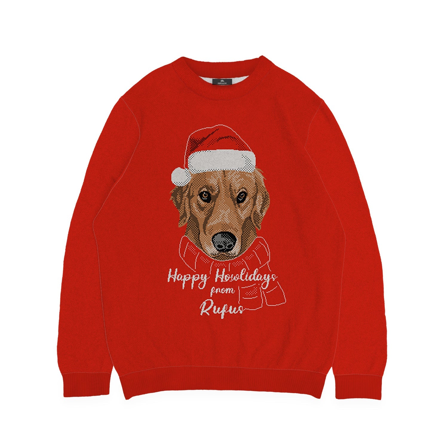 Happy Howlidays Your Dog in Santa Hat Sweater - Custom Christmas Knitwear