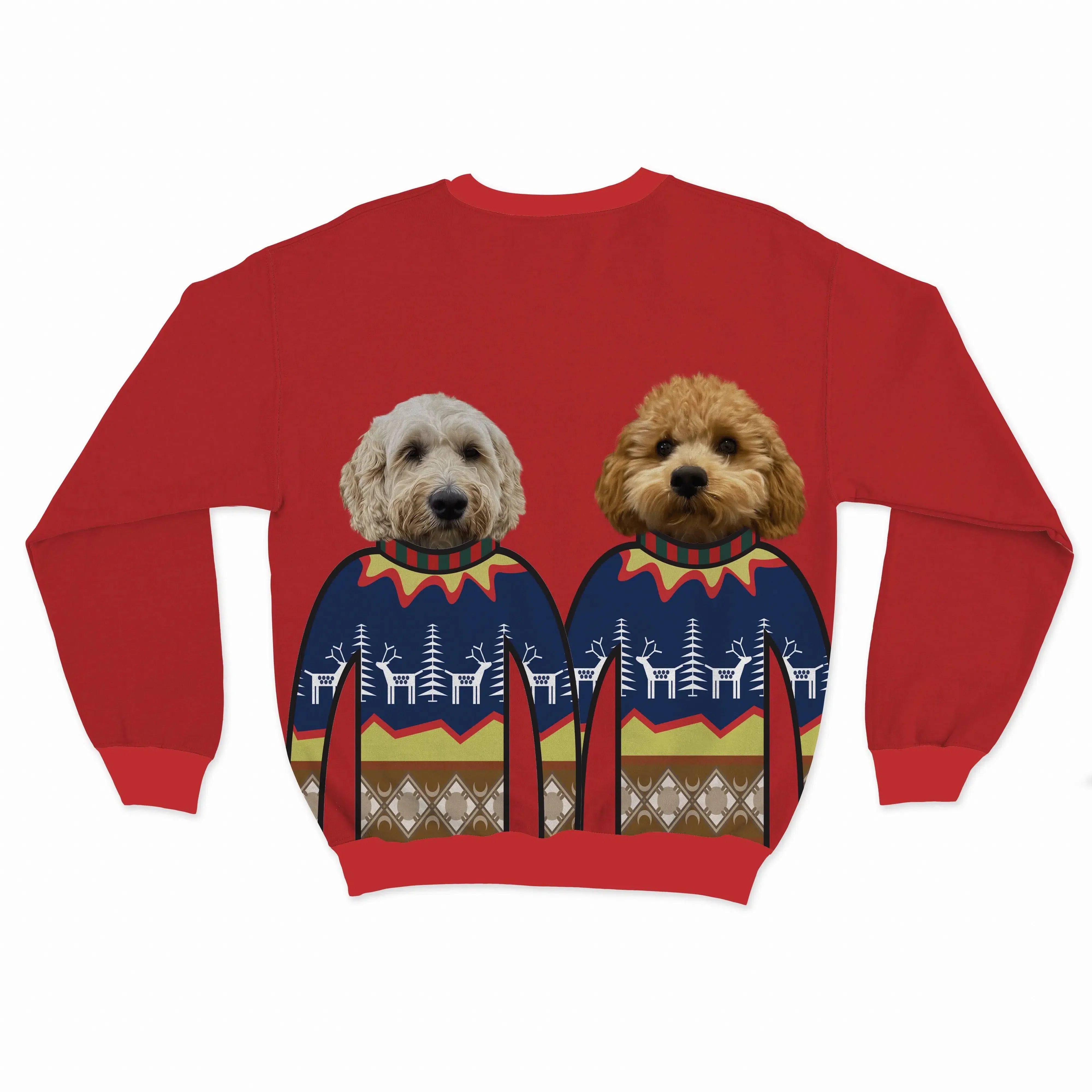 Custom Pet Face Christmas Sweatshirt - Two Pets