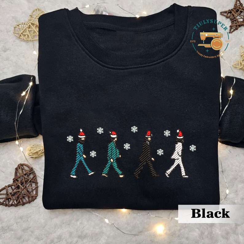 Christmas The Beatles Music Band Embroidered Shirt