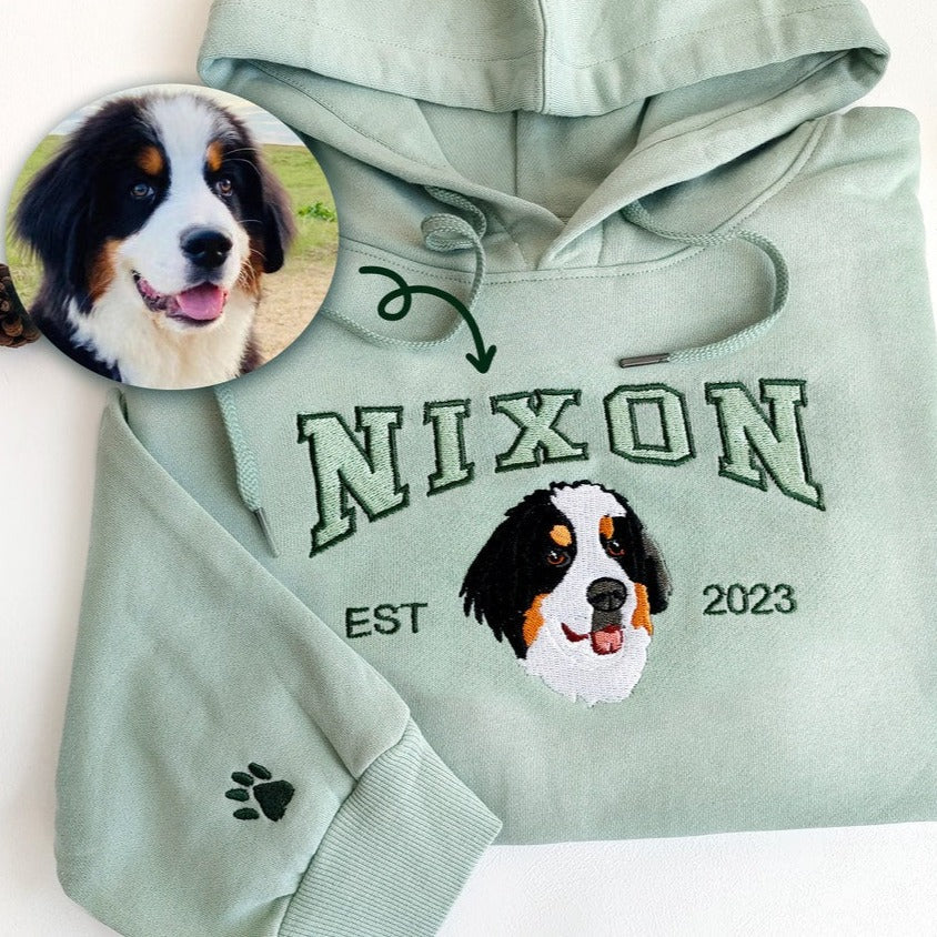 Personalized Embroidered Pet Face and Name Est Sweatshirt for Pet Lovers