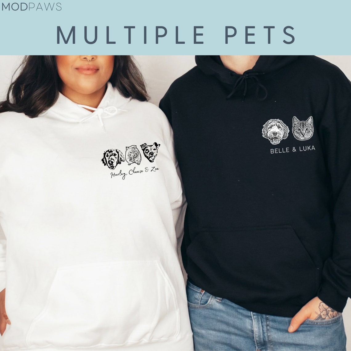 Personalized Pet Face and Name Sweatshirt Gift for Pet Lovers