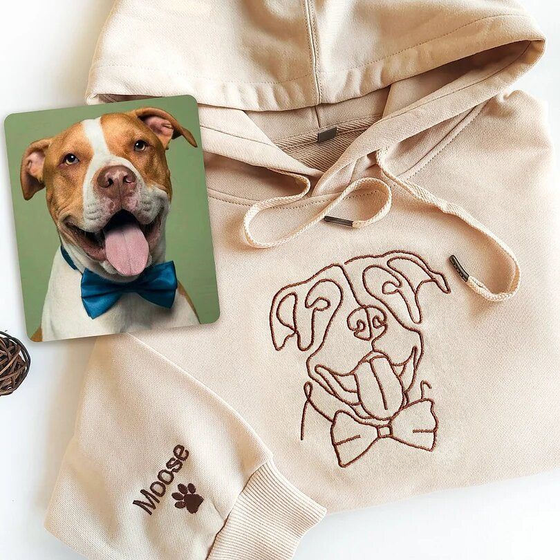 HOT SALE!! Personalized Embroidered Pet Outline Hoodie Gift Ideas For Pet Lovers