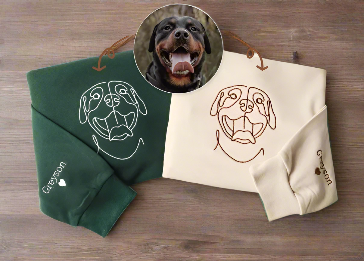 HOT SALE!! Personalized Embroidered Pet Outline Hoodie Gift Ideas For Pet Lovers