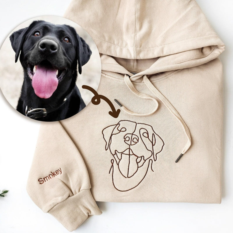 HOT SALE!! Personalized Embroidered Pet Outline Hoodie Gift Ideas For Pet Lovers