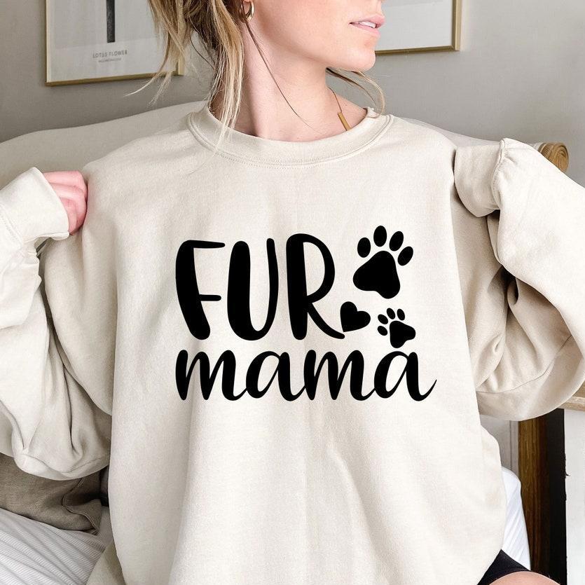 Personalized Fur Mama Sweatshirt with Pet Names on Sleeve Gift for Pet Lover