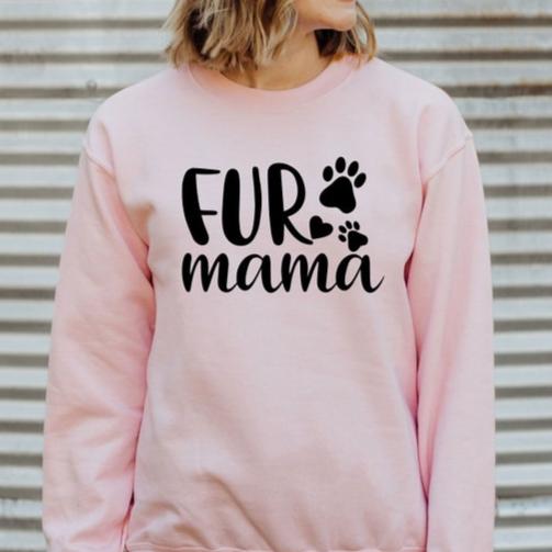 Personalized Fur Mama Sweatshirt with Pet Names on Sleeve Gift for Pet Lover