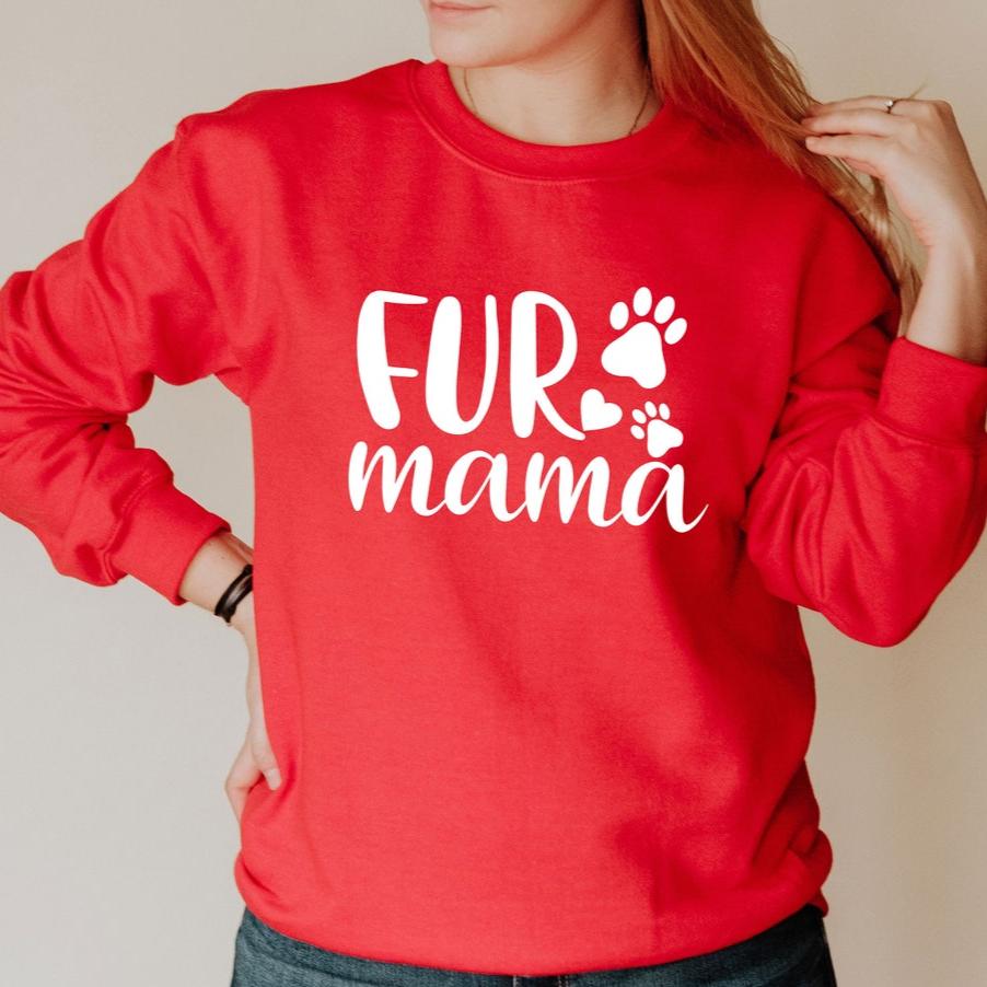 Personalized Fur Mama Sweatshirt with Pet Names on Sleeve Gift for Pet Lover