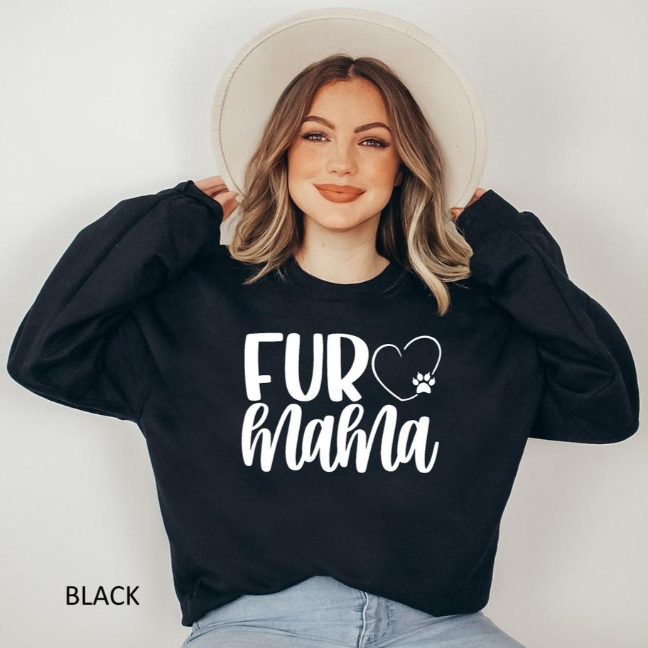 Personalized Fur Mama Sweatshirt with Pet Names on Sleeve Gift for Pet Lover