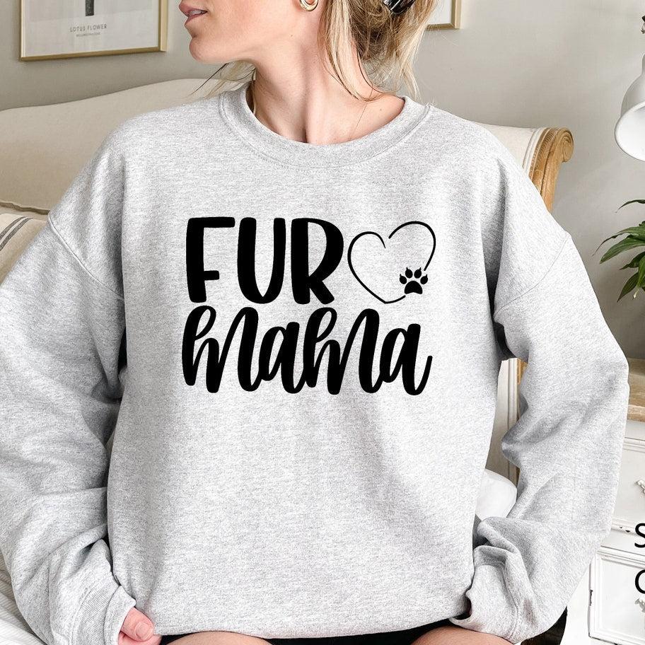 Personalized Fur Mama Sweatshirt with Pet Names on Sleeve Gift for Pet Lover