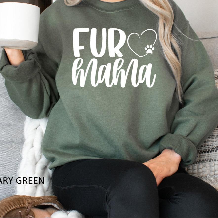 Personalized Fur Mama Sweatshirt with Pet Names on Sleeve Gift for Pet Lover