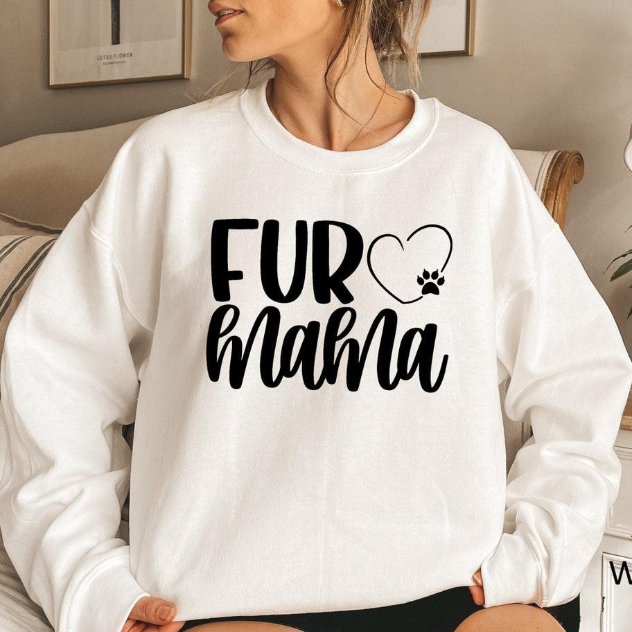 Personalized Fur Mama Sweatshirt with Pet Names on Sleeve Gift for Pet Lover