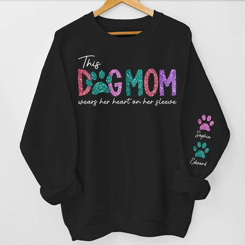 Personalized Dog Mom Sweatshirt With Dog Names on Sleeve for Pet Lovers