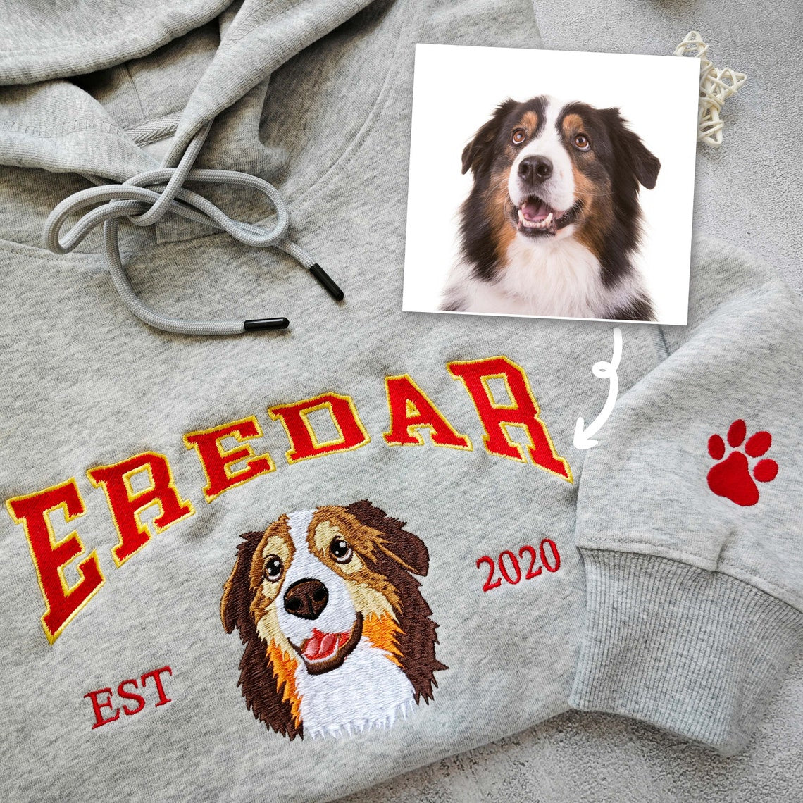 Personalized Embroidered Pet Face and Name Est Sweatshirt for Pet Lovers