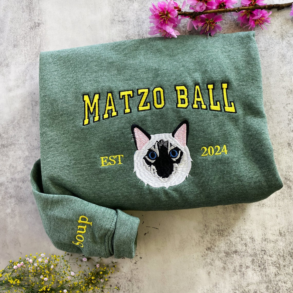 Personalized Embroidered Pet Face and Name Est Sweatshirt for Pet Lovers