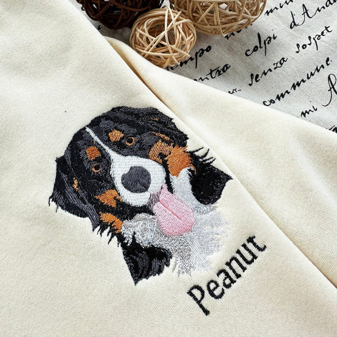 Personalized Plus Size Sweatshirt Hoodie with Embroidered Pet Face and Name Gift For Pet Lover