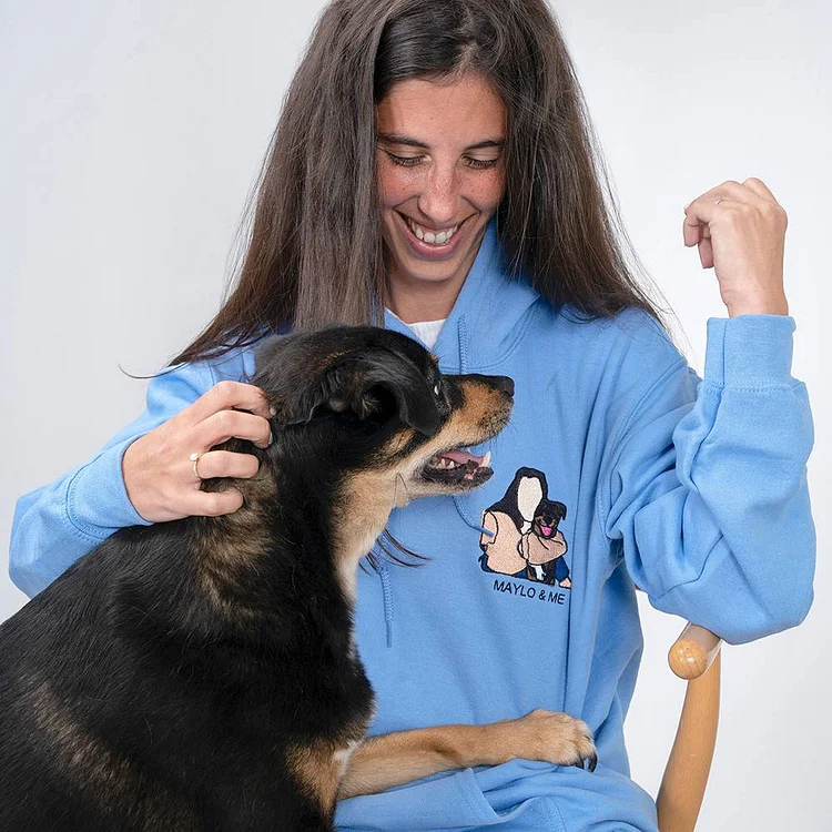 Personalized Embroidered Pet and Me Photo Sweatshirt Gift for Pet Lovers