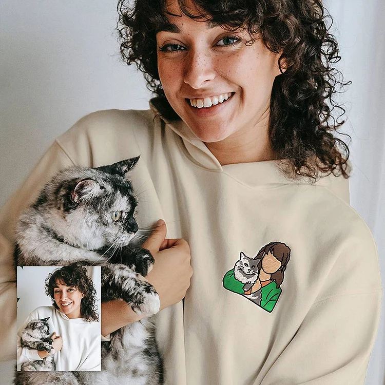 Personalized Embroidered Pet and Me Photo Sweatshirt Gift for Pet Lovers