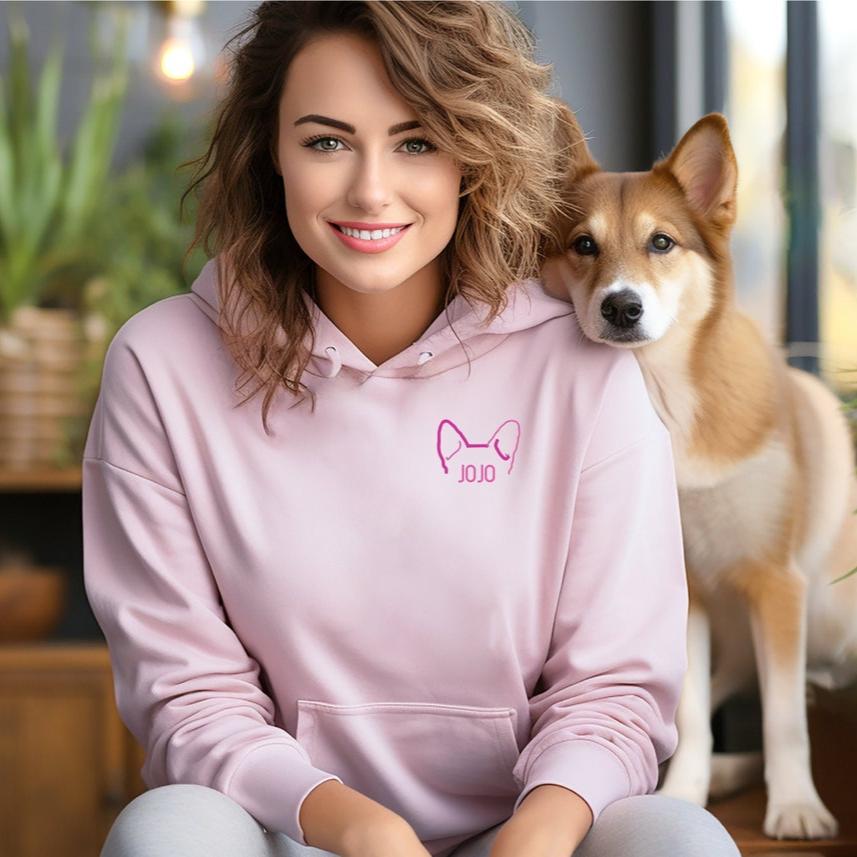 Personalized Pet Ear Outline Sweatshirt Hoodie With Names Gift For Pet Lovers