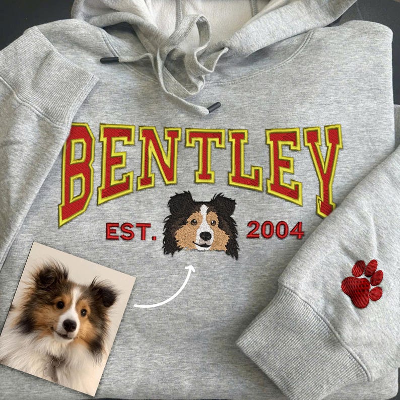 Personalized Embroidered Pet Face and Name Est Sweatshirt for Pet Lovers