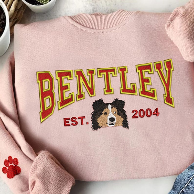 Personalized Embroidered Pet Face and Name Est Sweatshirt for Pet Lovers