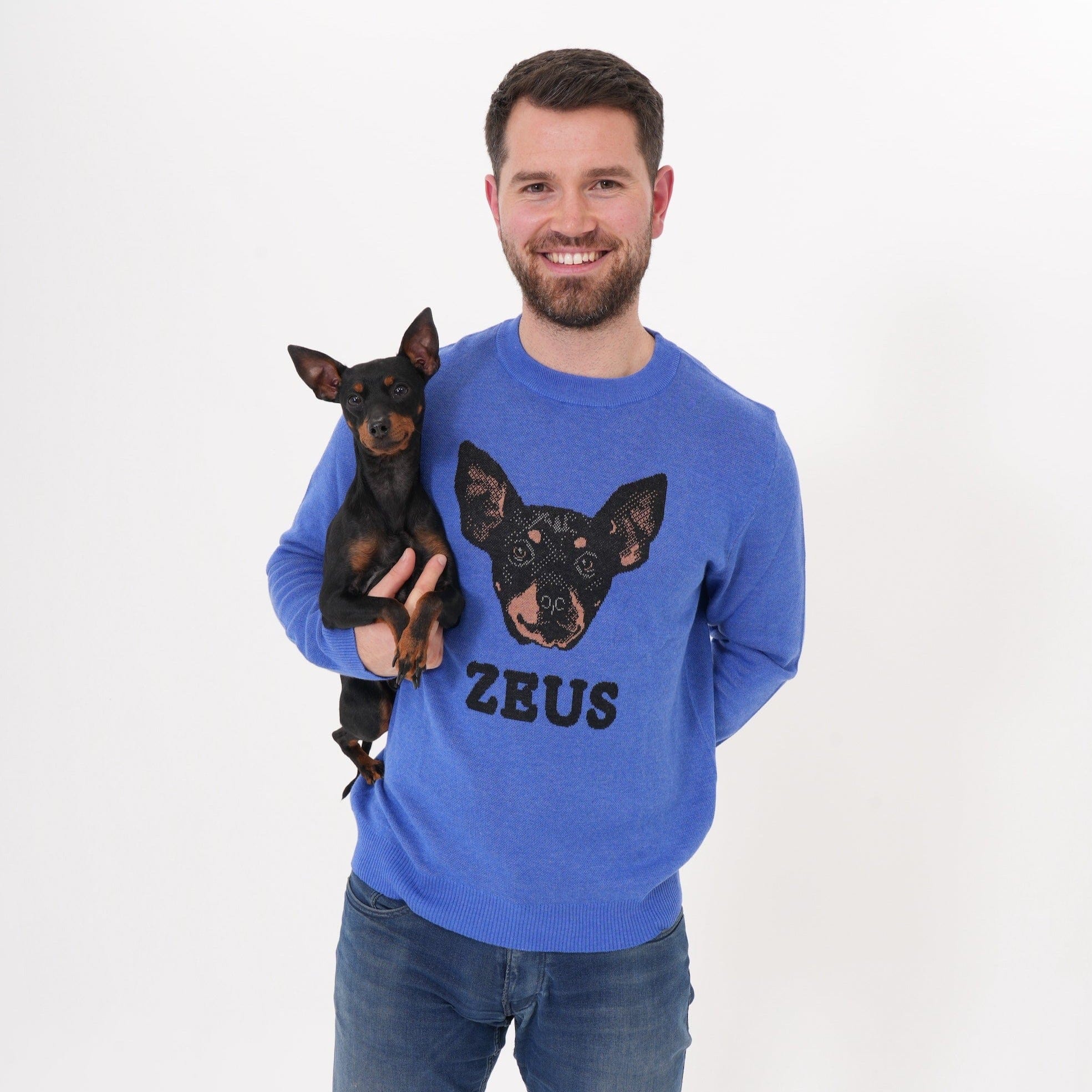 Custom Knitted Dog Dad Text and Pet Face Sweater