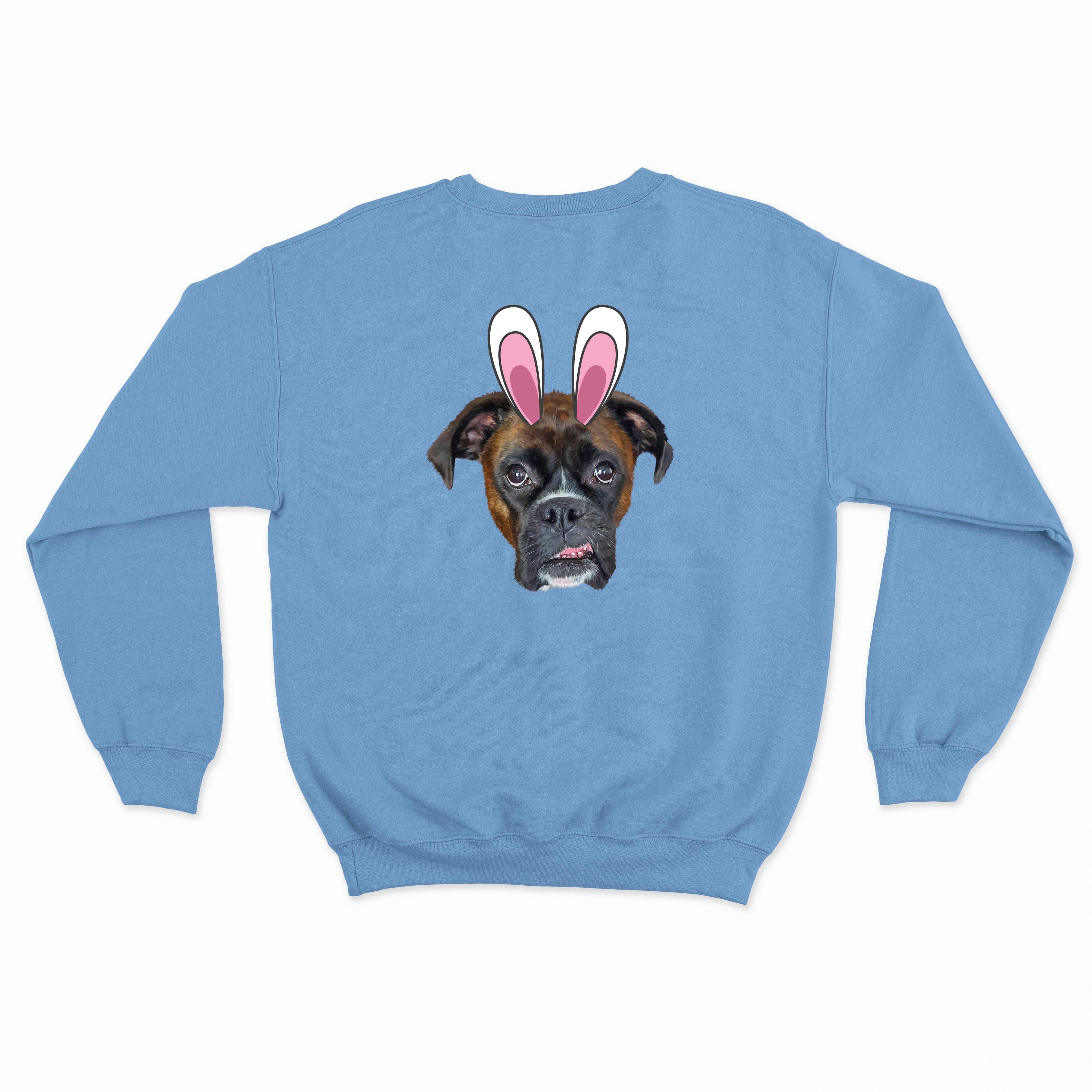 Novelty Pet Face Bunny Ears Easter Sweatshirt