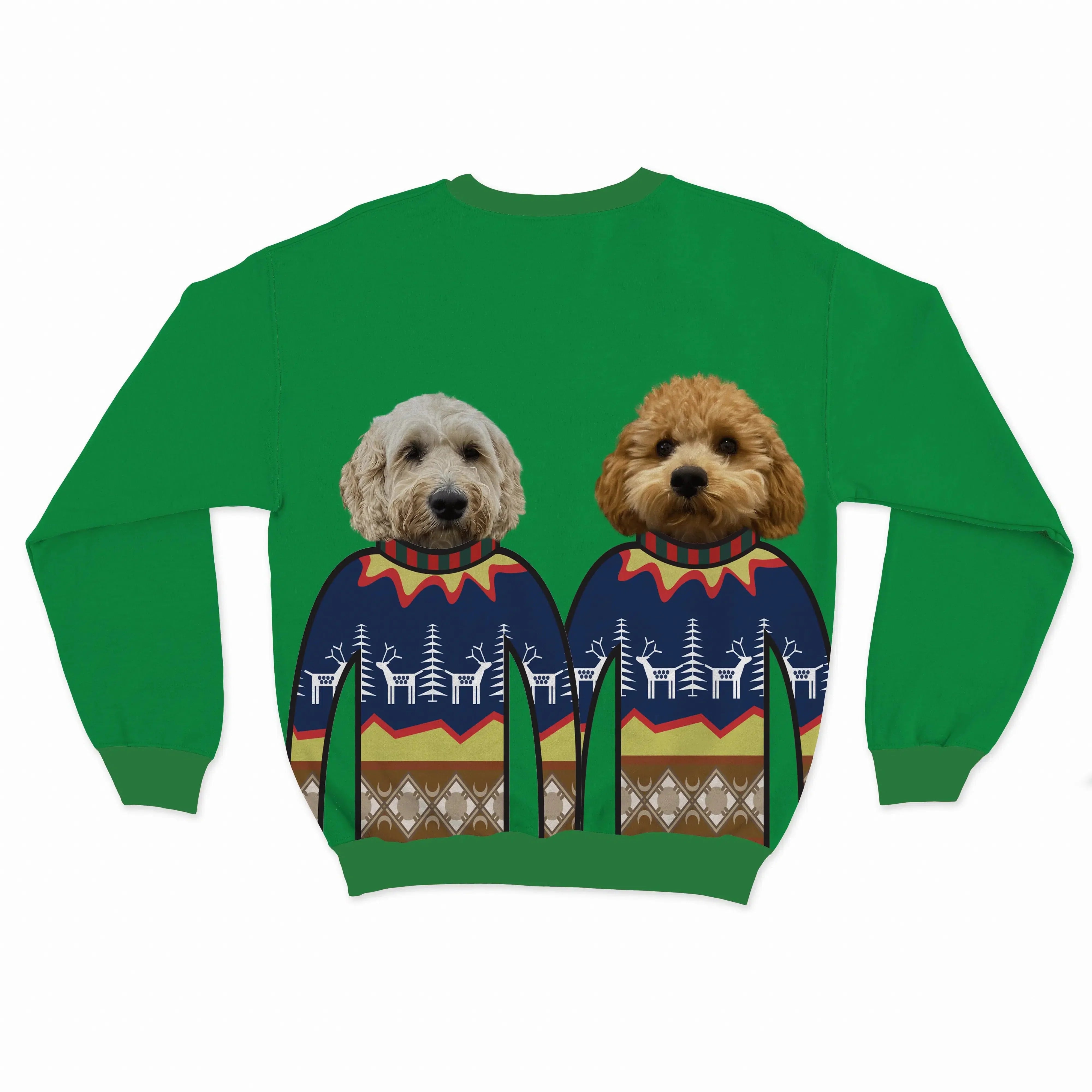 Custom Pet Face Christmas Sweatshirt - Two Pets