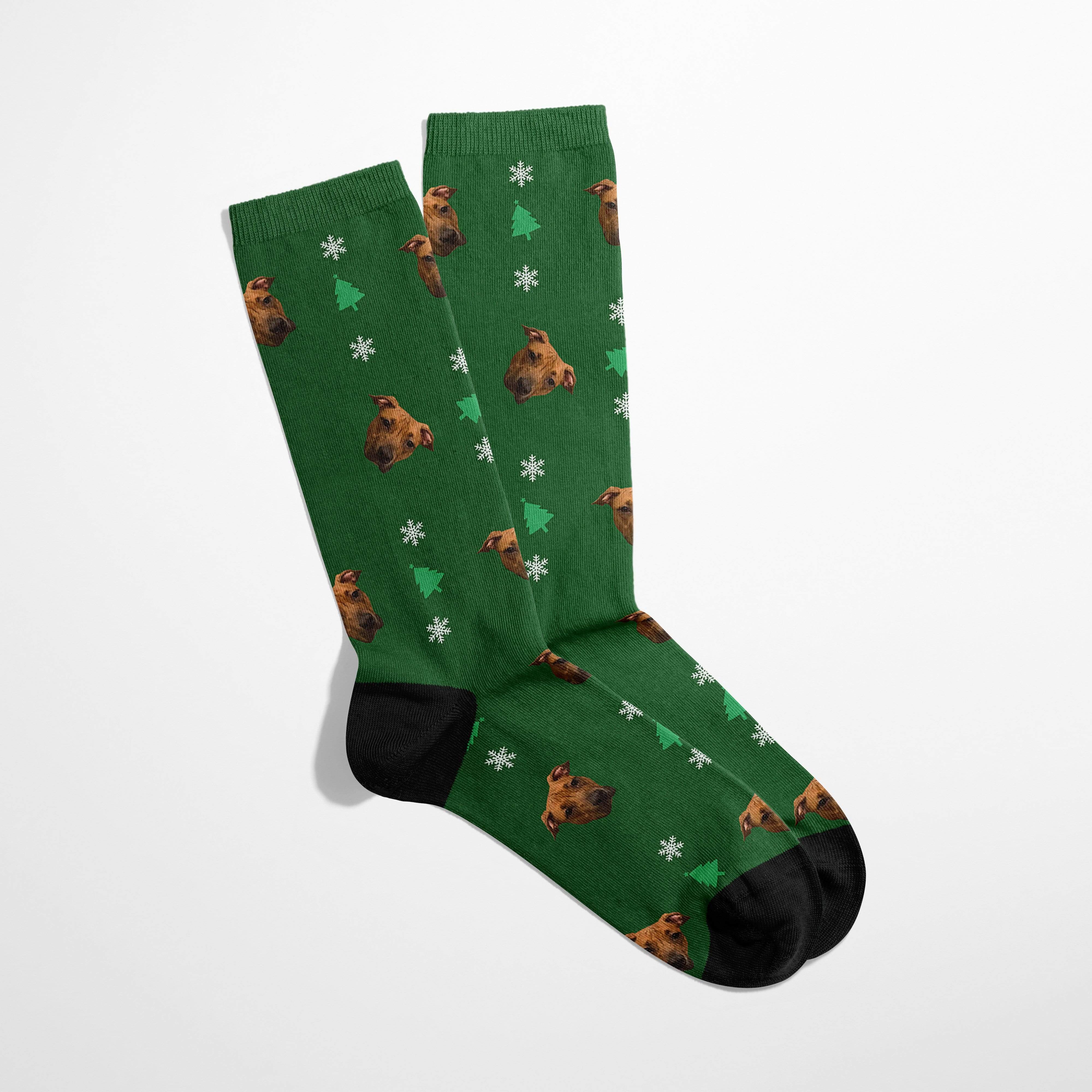 Christmas Bundle: Pet Face Pattern Christmas Sweatshirt and Socks (Save $30)