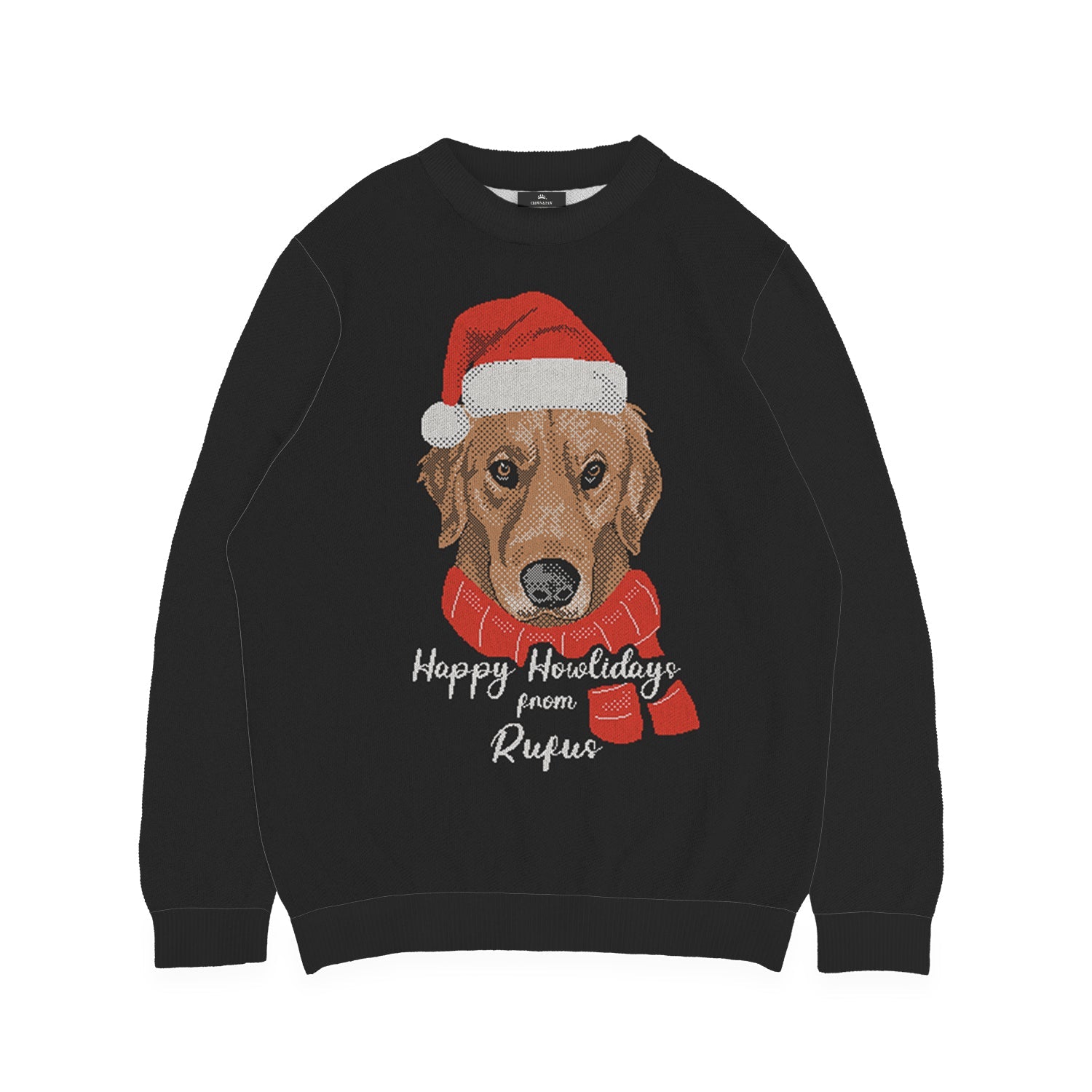 Happy Howlidays Your Dog in Santa Hat Sweater - Custom Christmas Knitwear