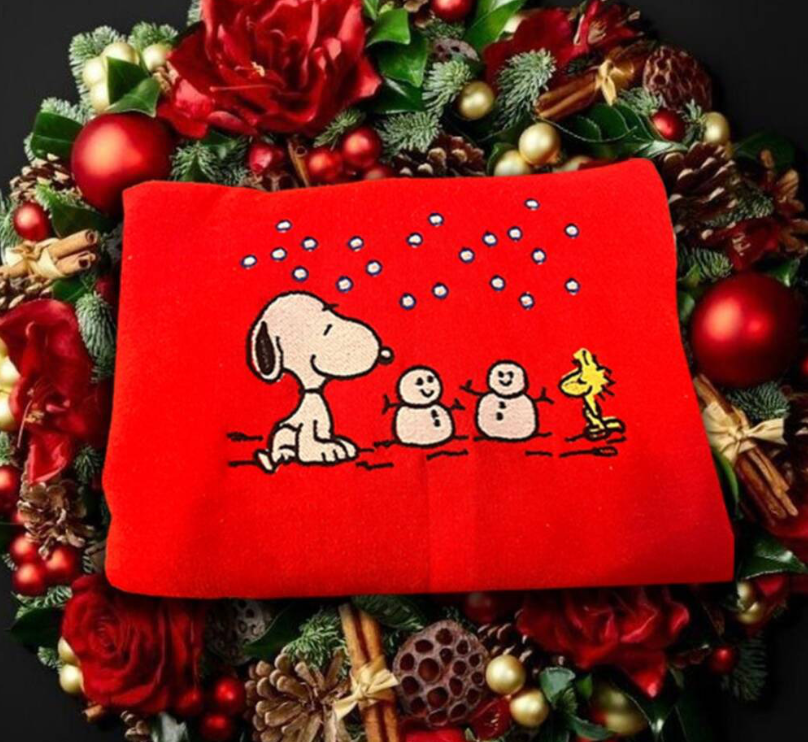 Snoopy Christmas Gratitude Embroidered Sweatshirt