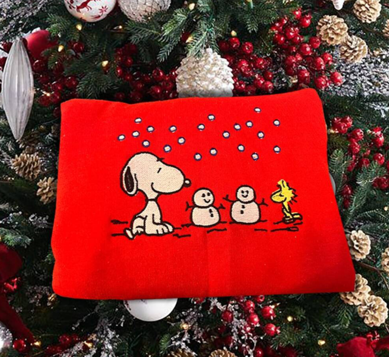 Snoopy Christmas Gratitude Embroidered Sweatshirt