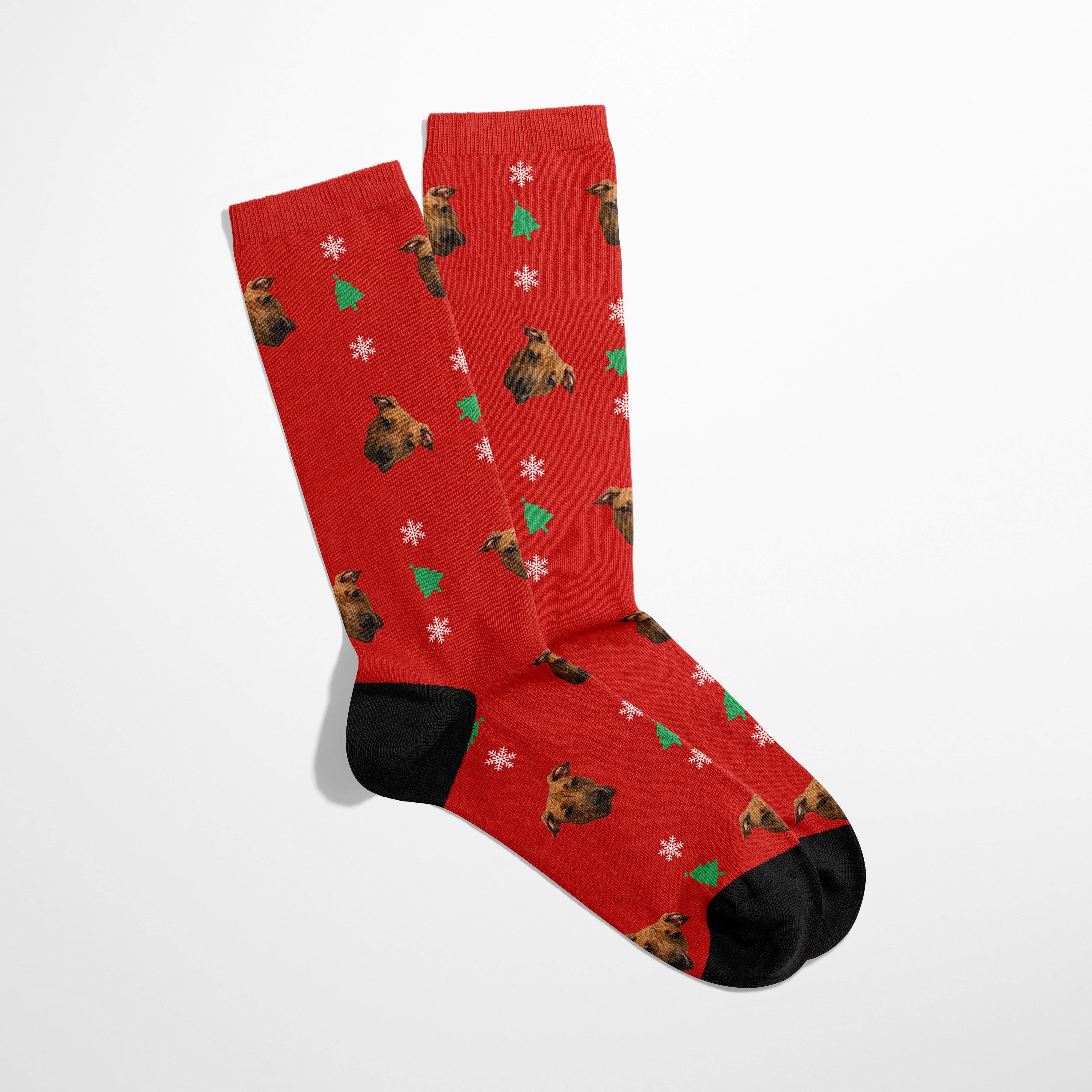 Christmas Bundle: Pet Face Pattern Christmas Sweatshirt and Socks (Save $30)