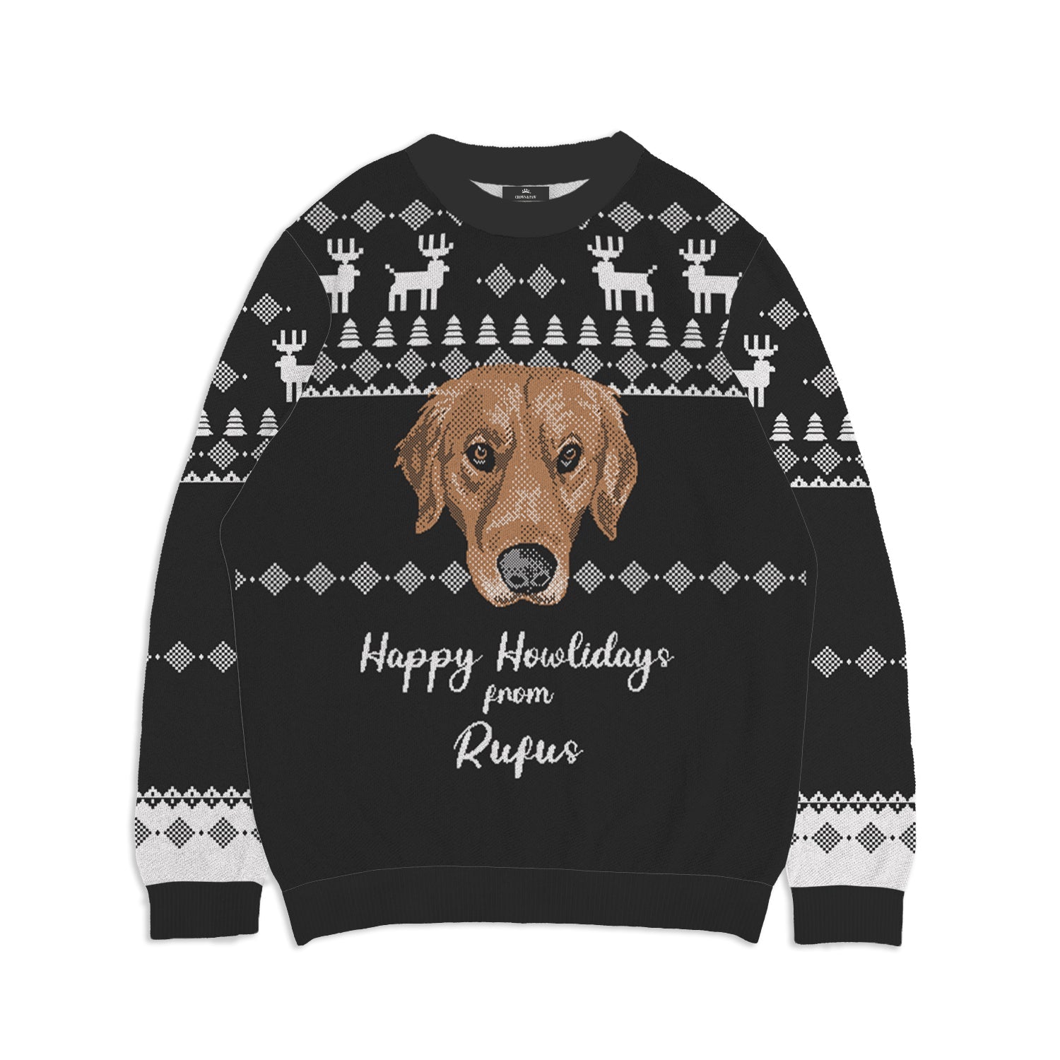 Happy Howlidays Reindeer Pattern Sweater - Custom Christmas Knitwear