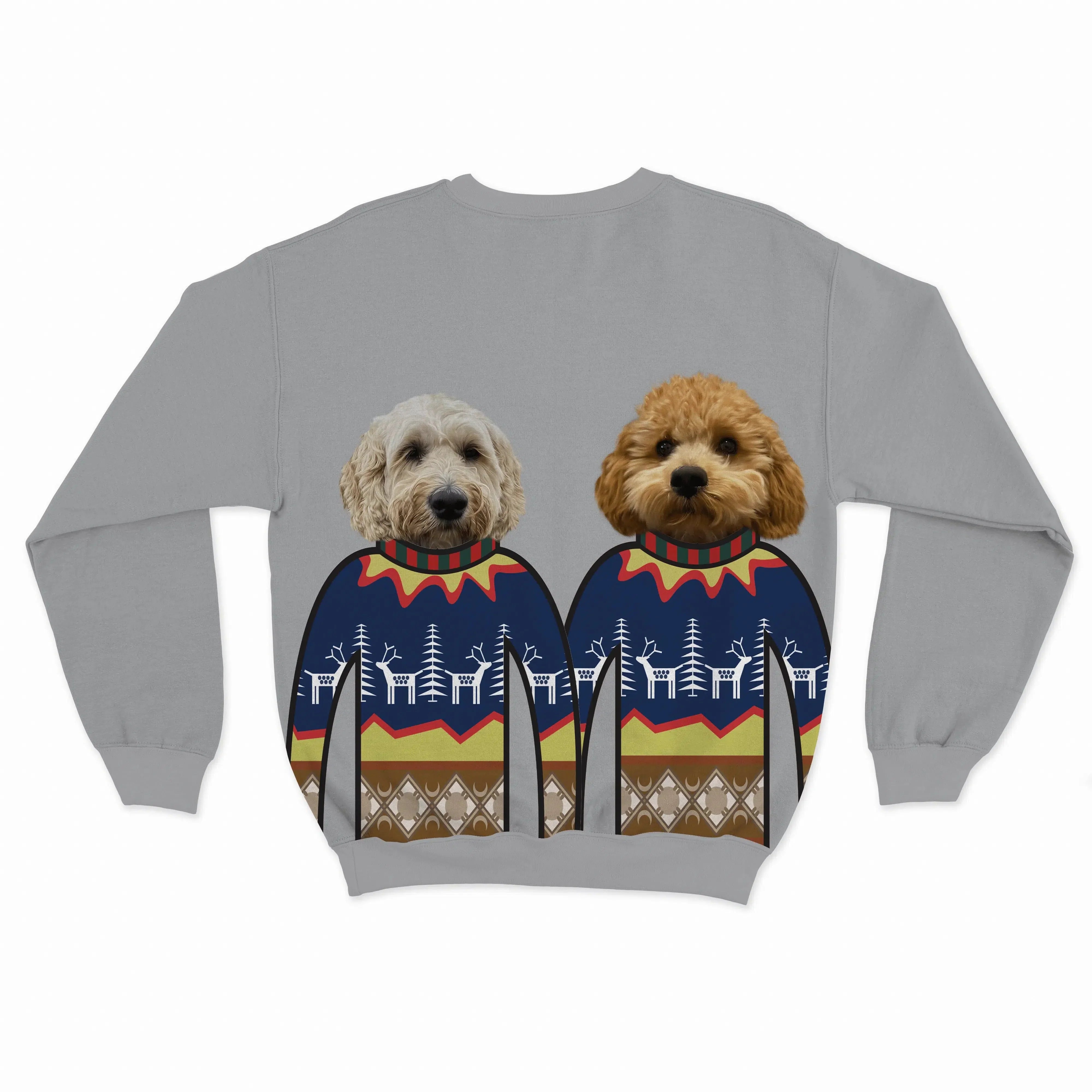 Custom Pet Face Christmas Sweatshirt - Two Pets