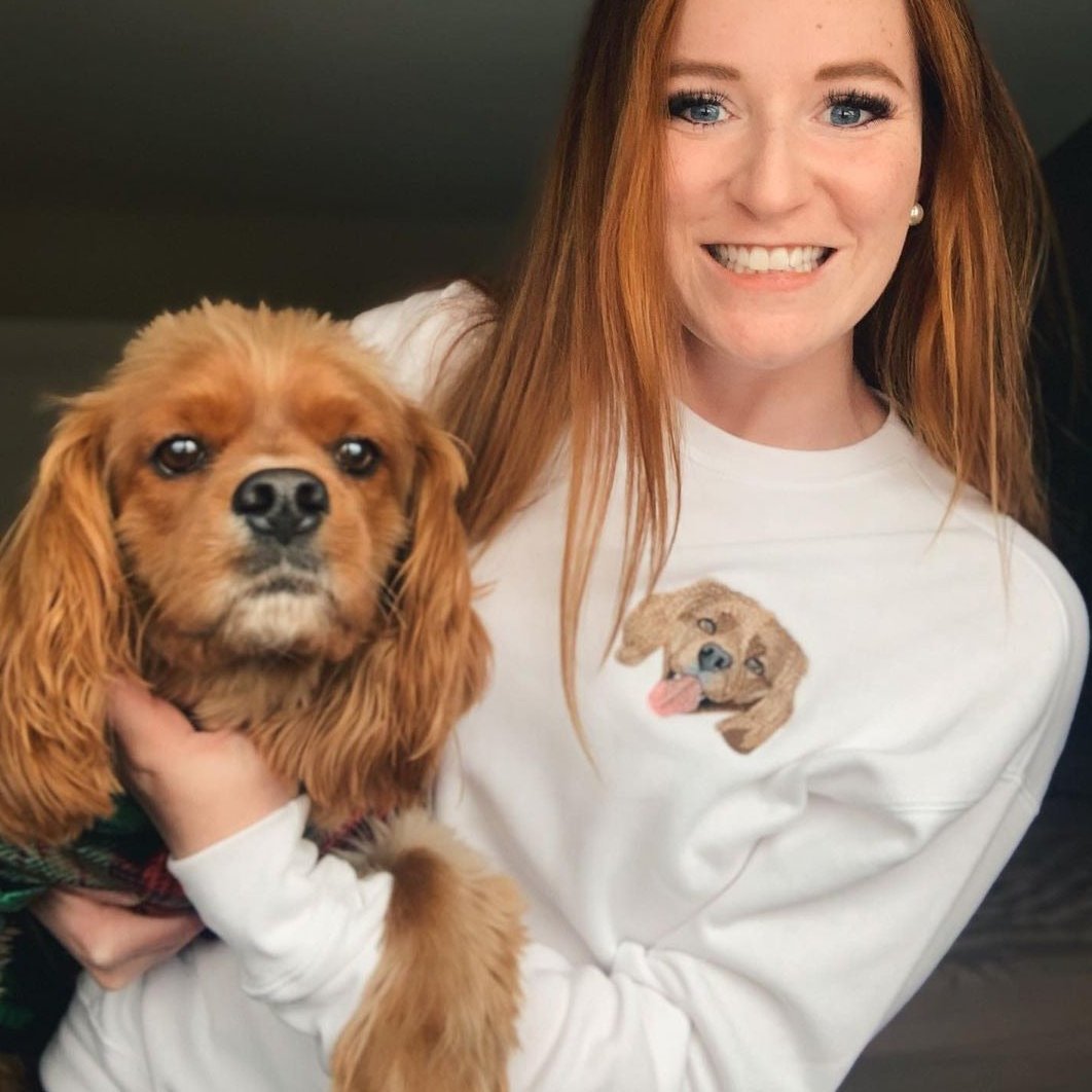 Custom Embroidered Pet Portrait Sweatshirt Gift for Pet Lovers