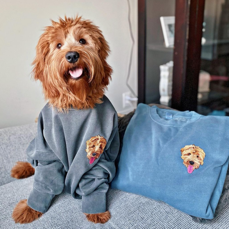 Custom Embroidered Pet Portrait Sweatshirt Gift for Pet Lovers