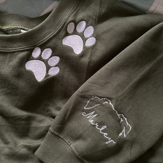 Personalized Embroidered Hoodie with Pet Ears On Sleeve Gift For Pet Lovers