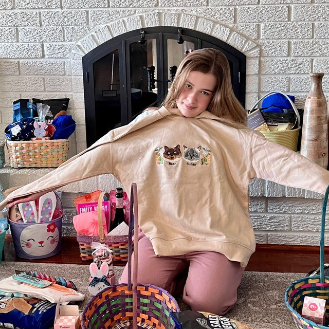 Personalized Embroidered Pet Face and Name Sweatshirt Shirt For Pet Lovers