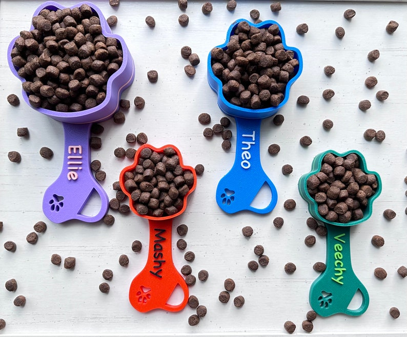 Personalized Dog Paw Print Food Scoop with Name Gift for Dog Lover