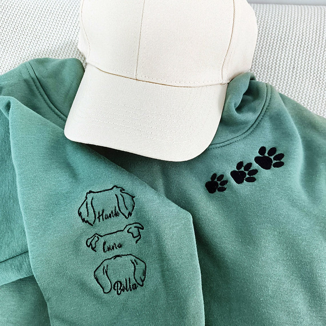 Personalized Embroidered Hoodie with Pet Ears On Sleeve Gift For Pet Lovers