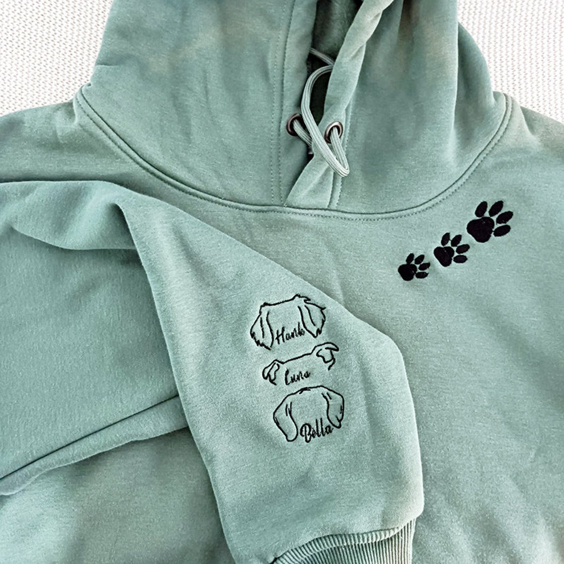 Personalized Embroidered Hoodie with Pet Ears On Sleeve Gift For Pet Lovers